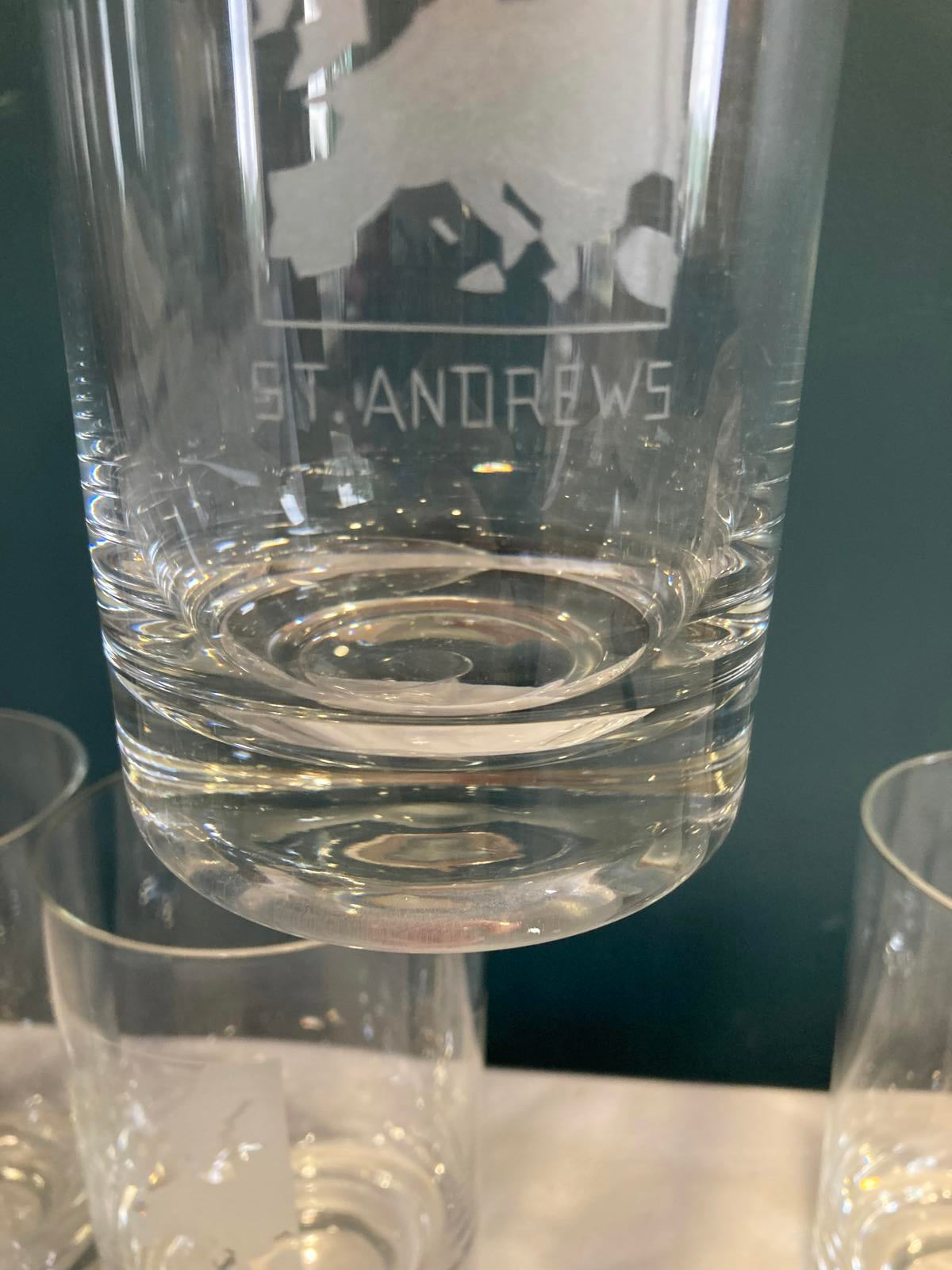 Vintage Etched Glass European City Tumbler Set of 7