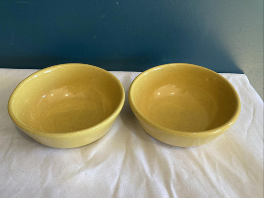 Set of 2 Vintage Frankoma Bowls – Autumn Yellow 5.5” Dinnerware – Rustic Pottery