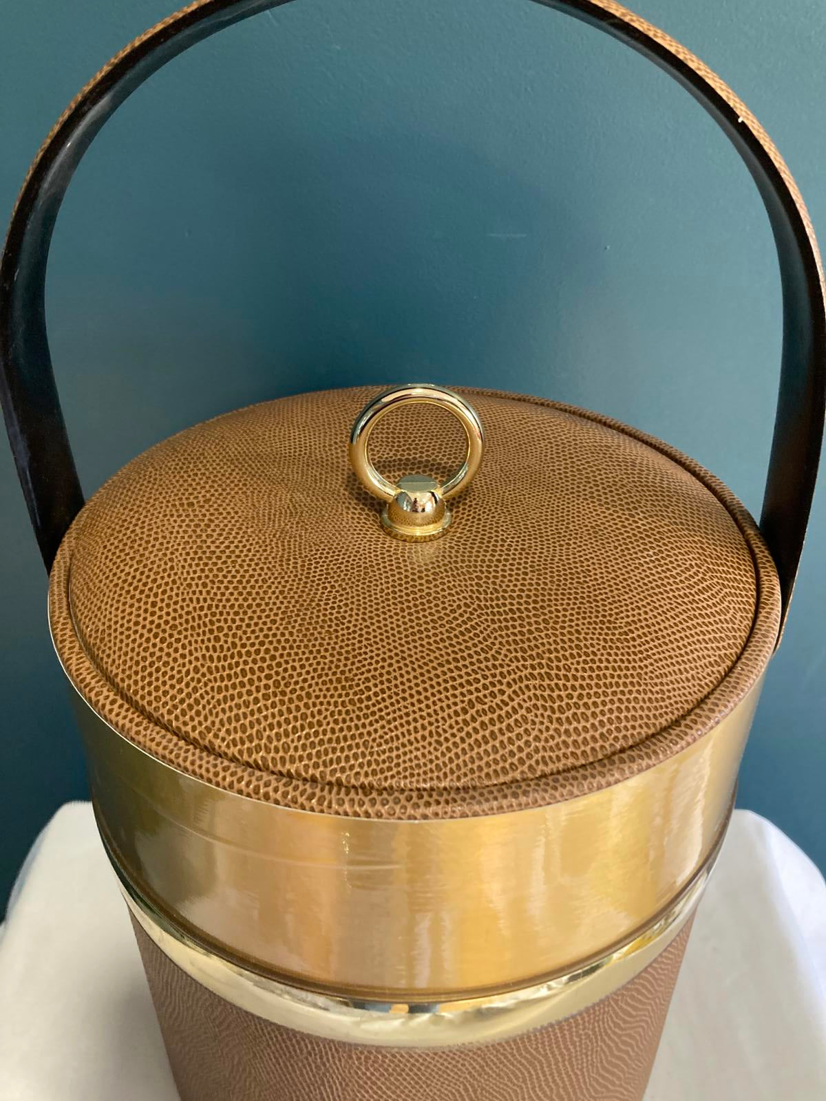 Georges Briard Faux Leather Ice Bucket Mid Century Barware