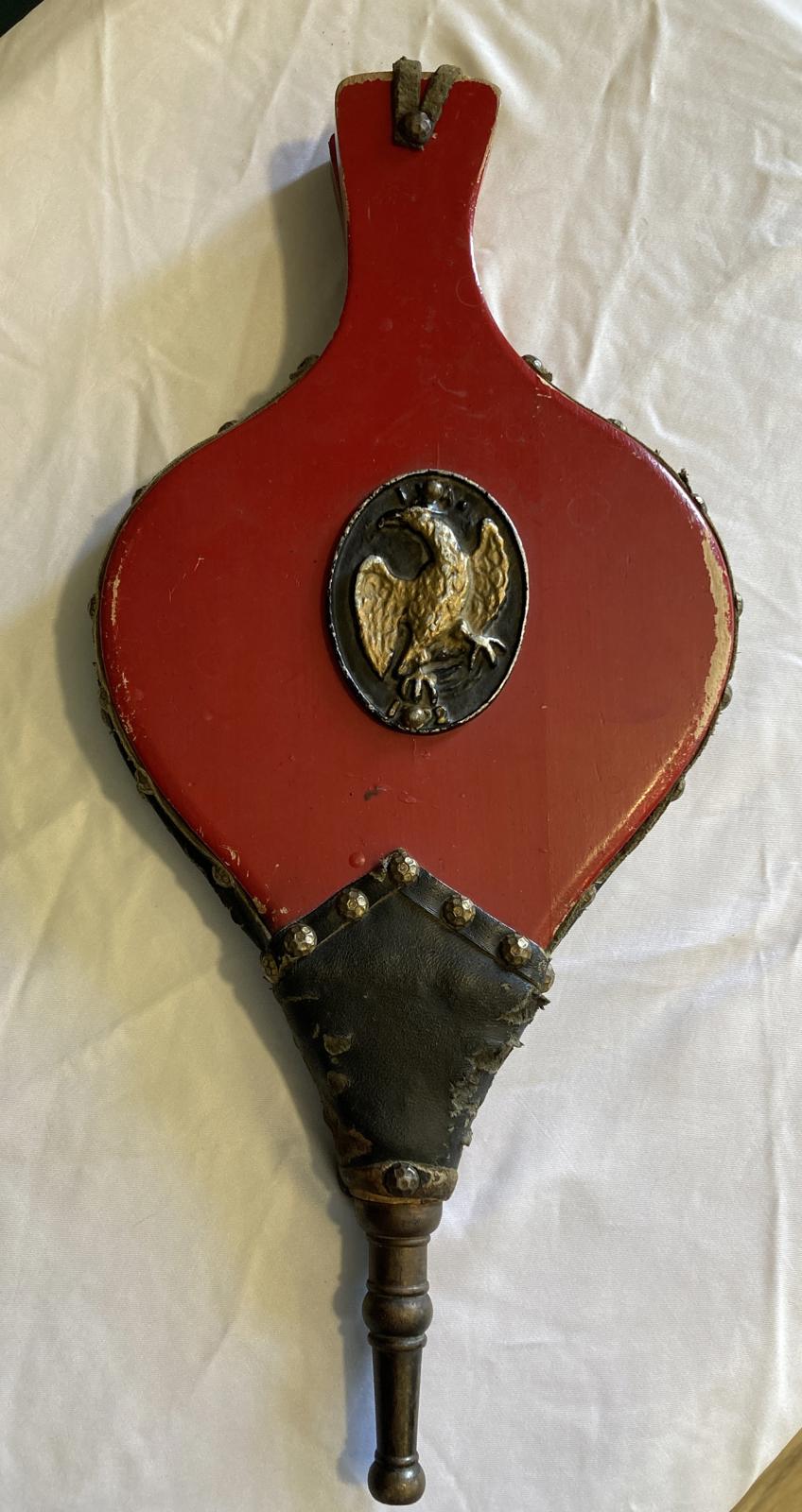 Vintage Red Fireplace Bellows with Eagle Emblem