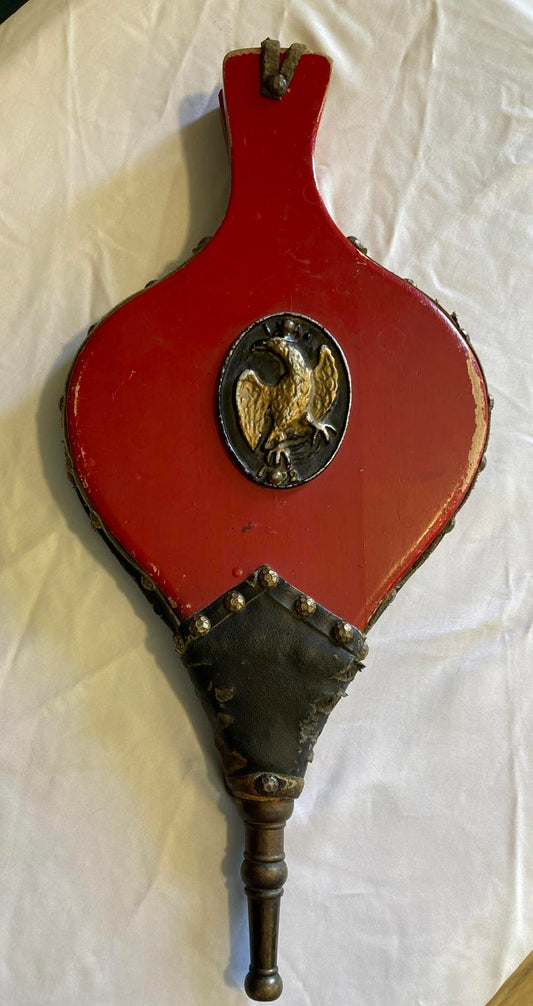 Vintage Red Fireplace Bellows with Eagle Emblem
