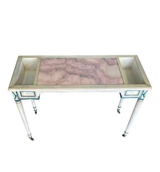 Early 20th Century Italian Pink Marble Topped Vanity or Desk