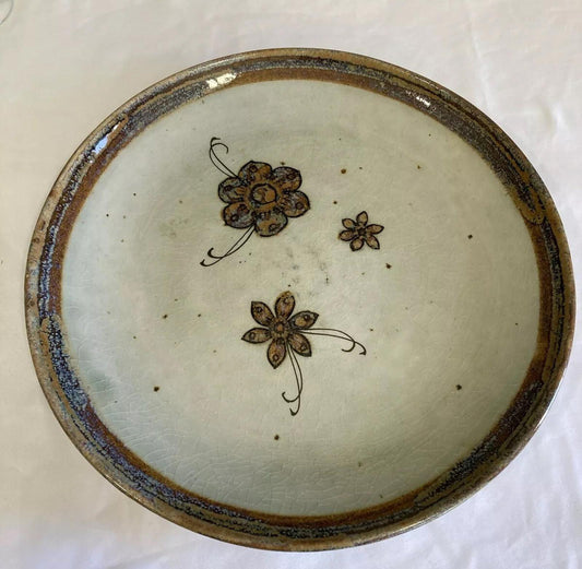 Vintage Ken Edwards Tonala Pottery Plate – Hand-Painted Vera Cruz Flowers – 11"