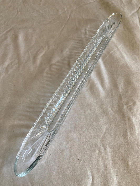Midcentury Cut Glass Olive Dish 15.75”