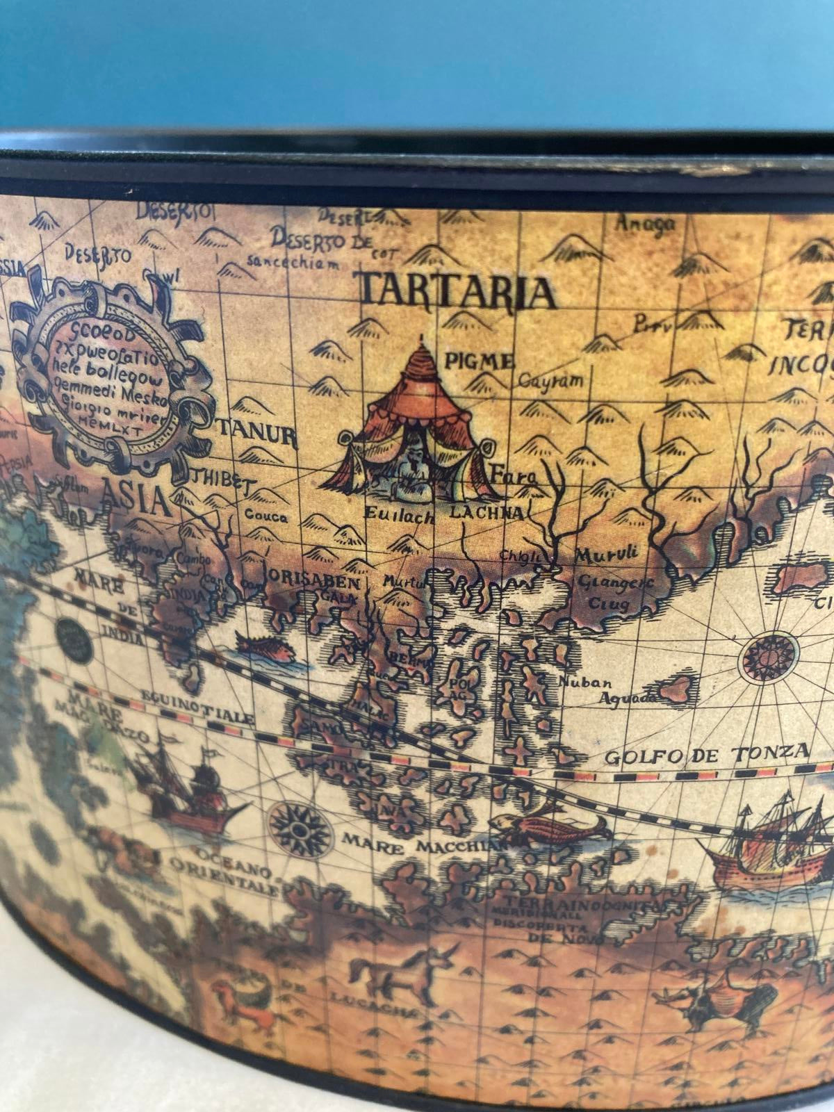 Vintage Toleware Small Oval Map Cachepot