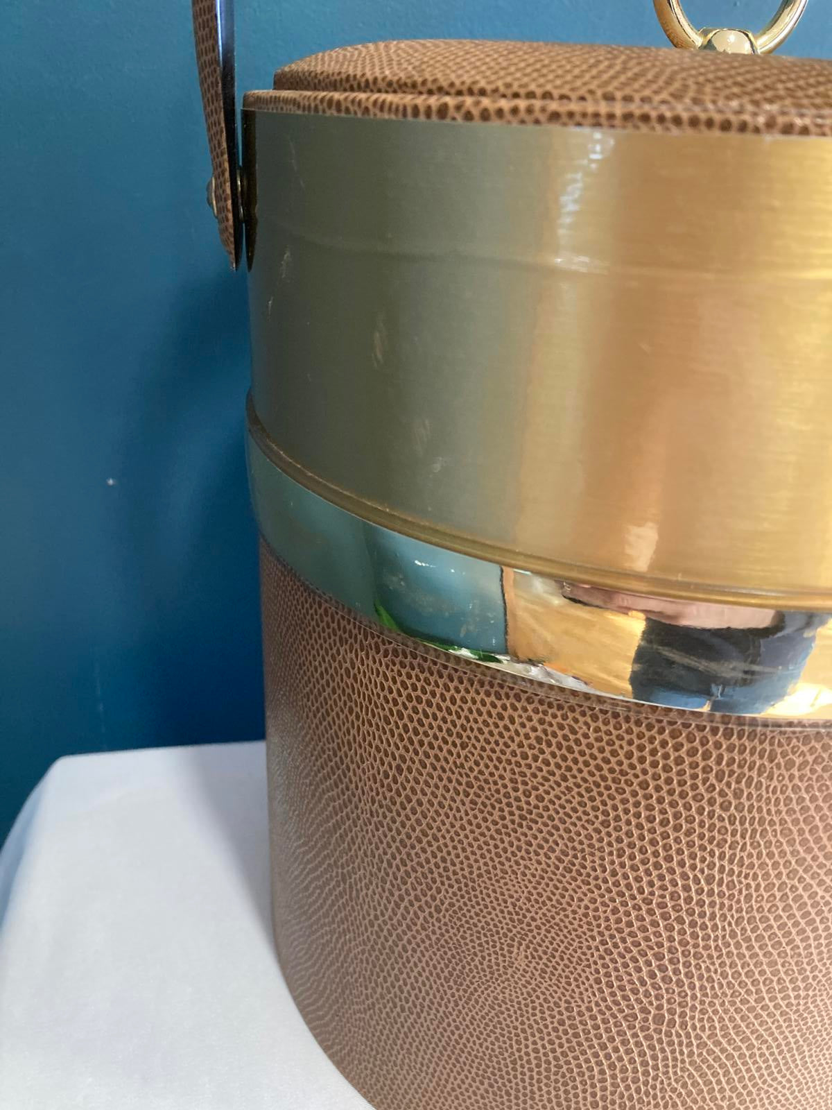 Georges Briard Faux Leather Ice Bucket Mid Century Barware