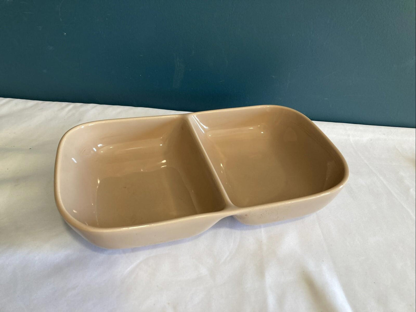 Vintage Franciscan MCM Divided Serving Dish Tan Retro Vegetable Dish