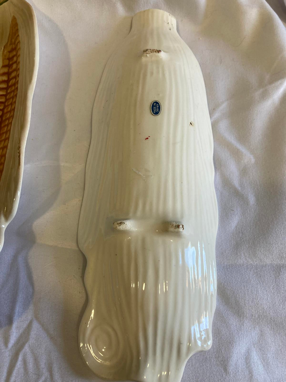 Ceramic Corn on the Cob Dishes, Set of 4 Corn Shaped Plates