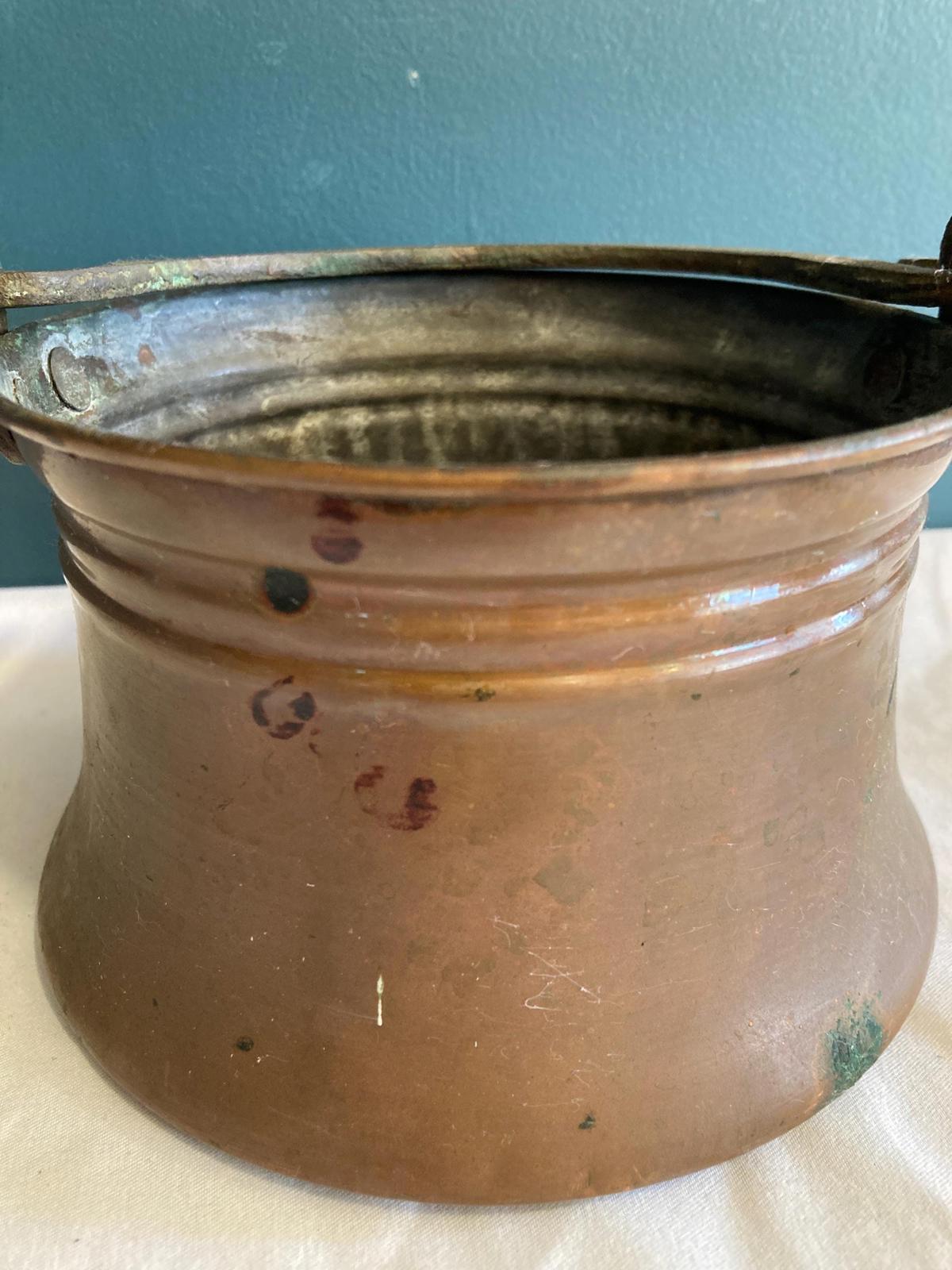 Antique Copper Pot with Brass Handle