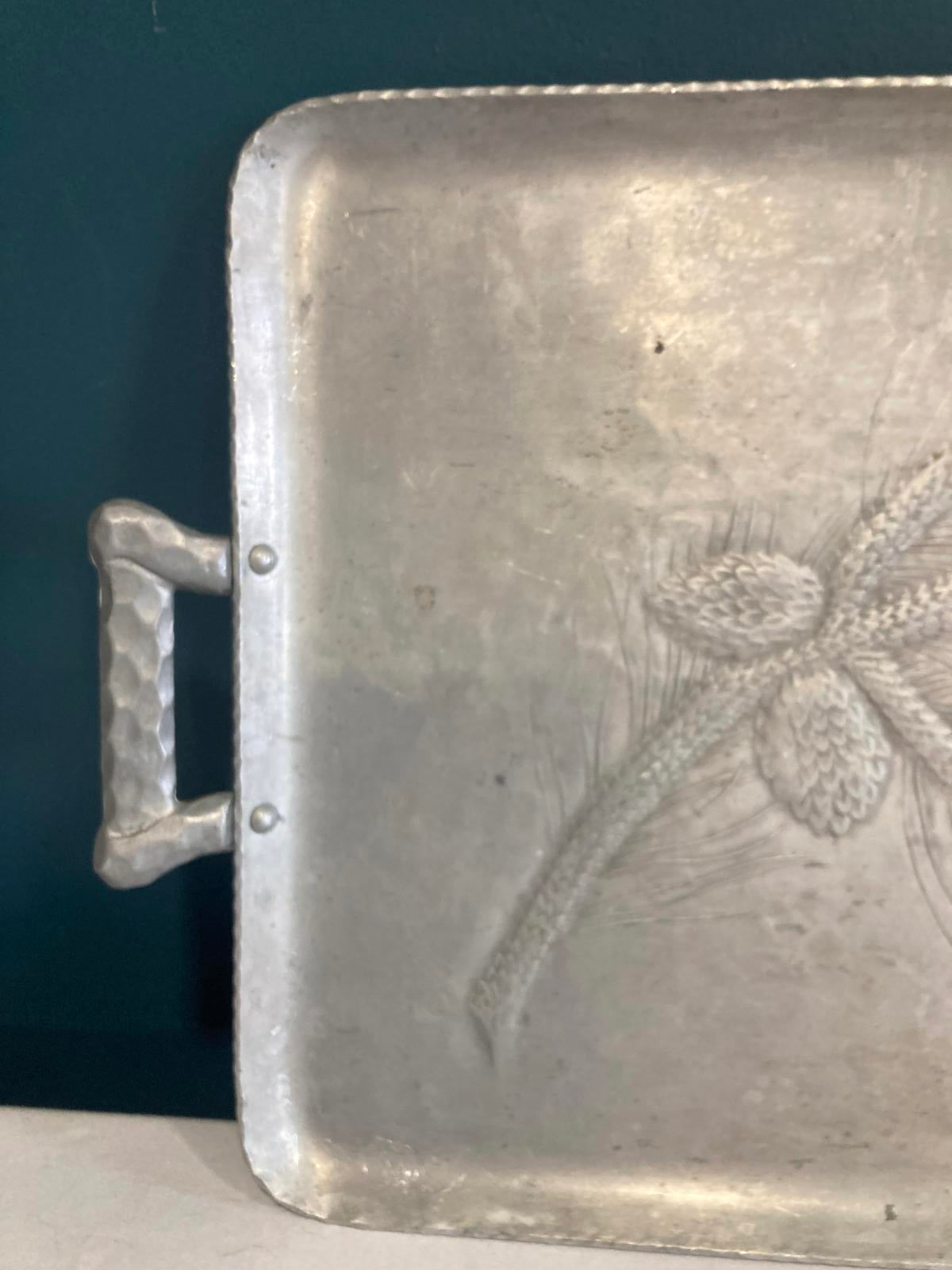 Vintage Everlast Forged Aluminum Tray with Pinecone Design