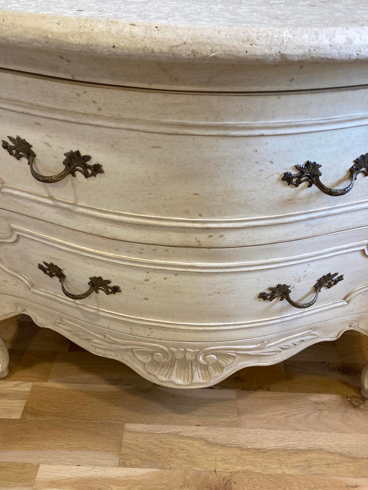 Antique Painted French Style Dresser – Elegant Curved Front Vintage Finds Chest