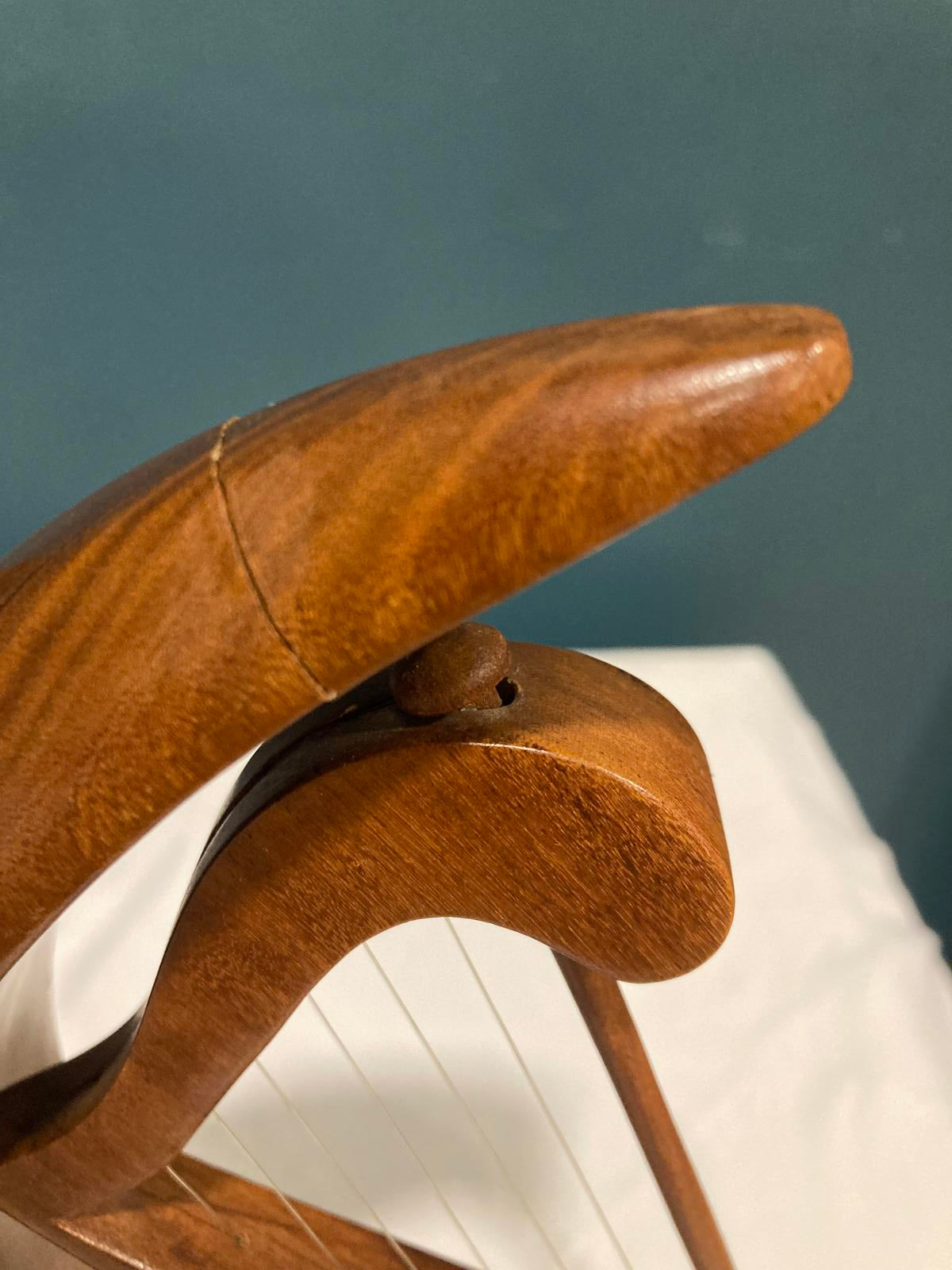 Vintage Wooden Harp & Guitar Bookends or Sculptures