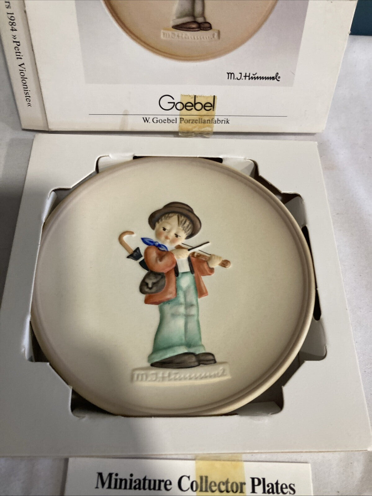 Hummel Goebel 4” Plate Little Fiddler 1984 Hand Painted #466 Box Vintage Germany