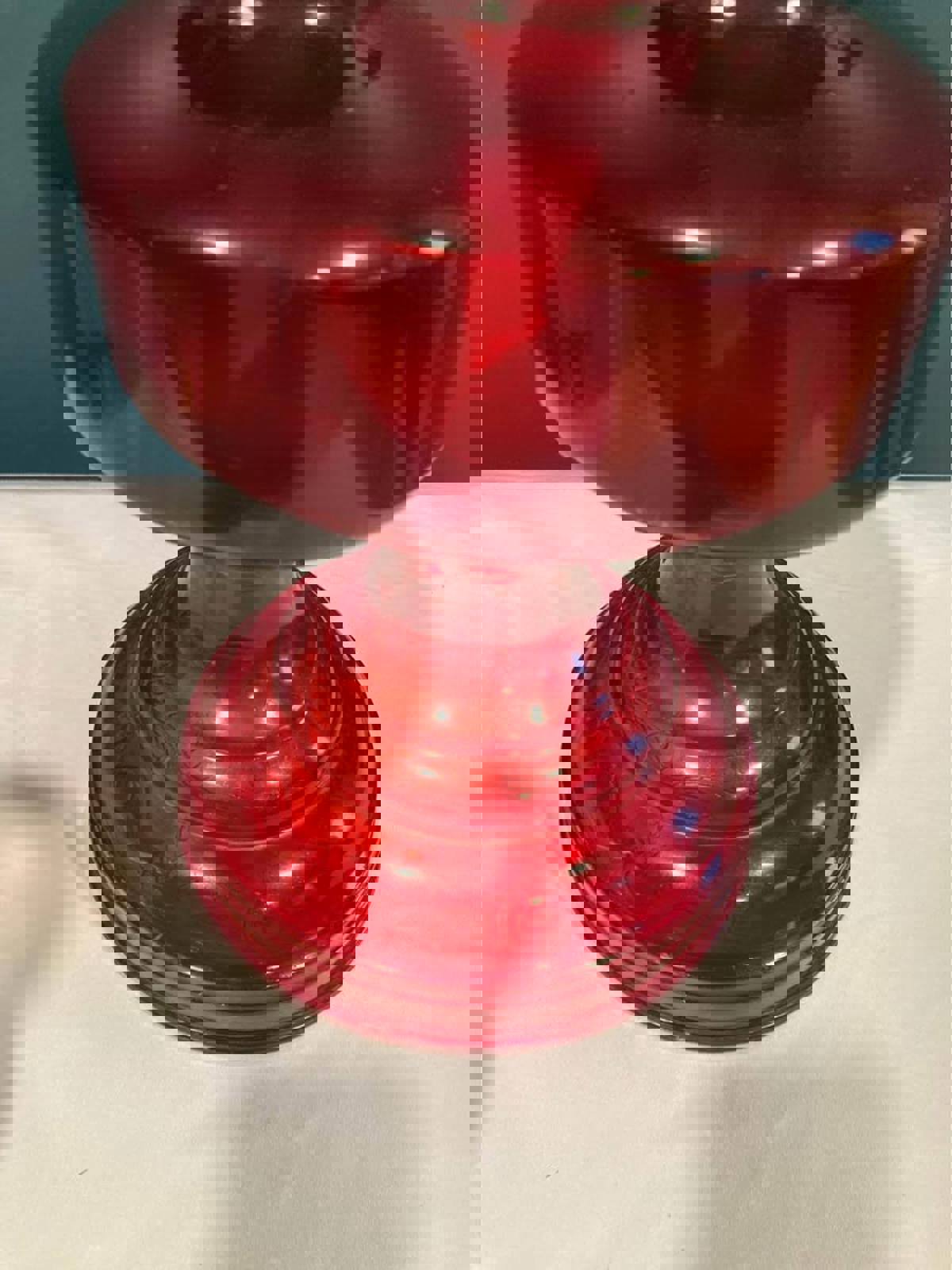 Antique Ruby Red Eagle Oil Lamp