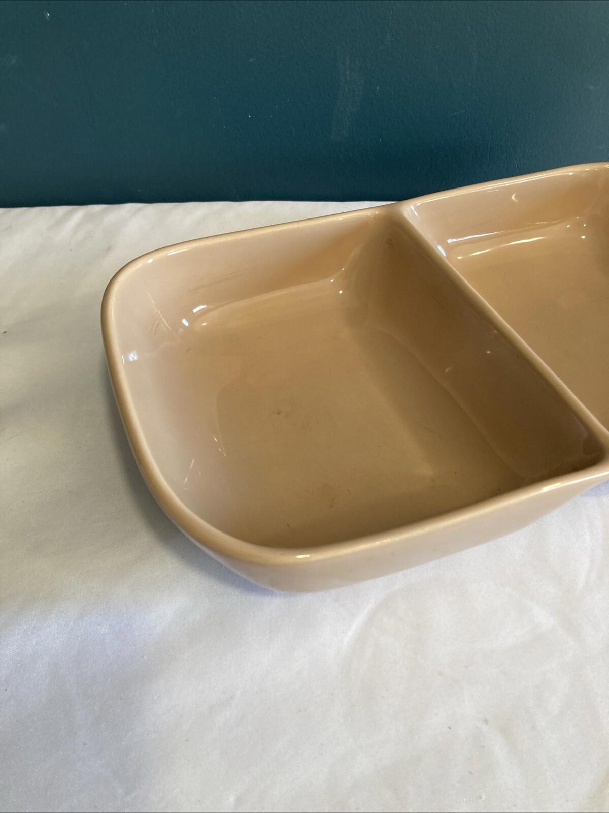 Vintage Franciscan MCM Divided Serving Dish Tan Retro Vegetable Dish