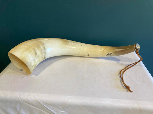 Vintage Natural Horn with Leather Strap – Rustic Farmhouse Decor