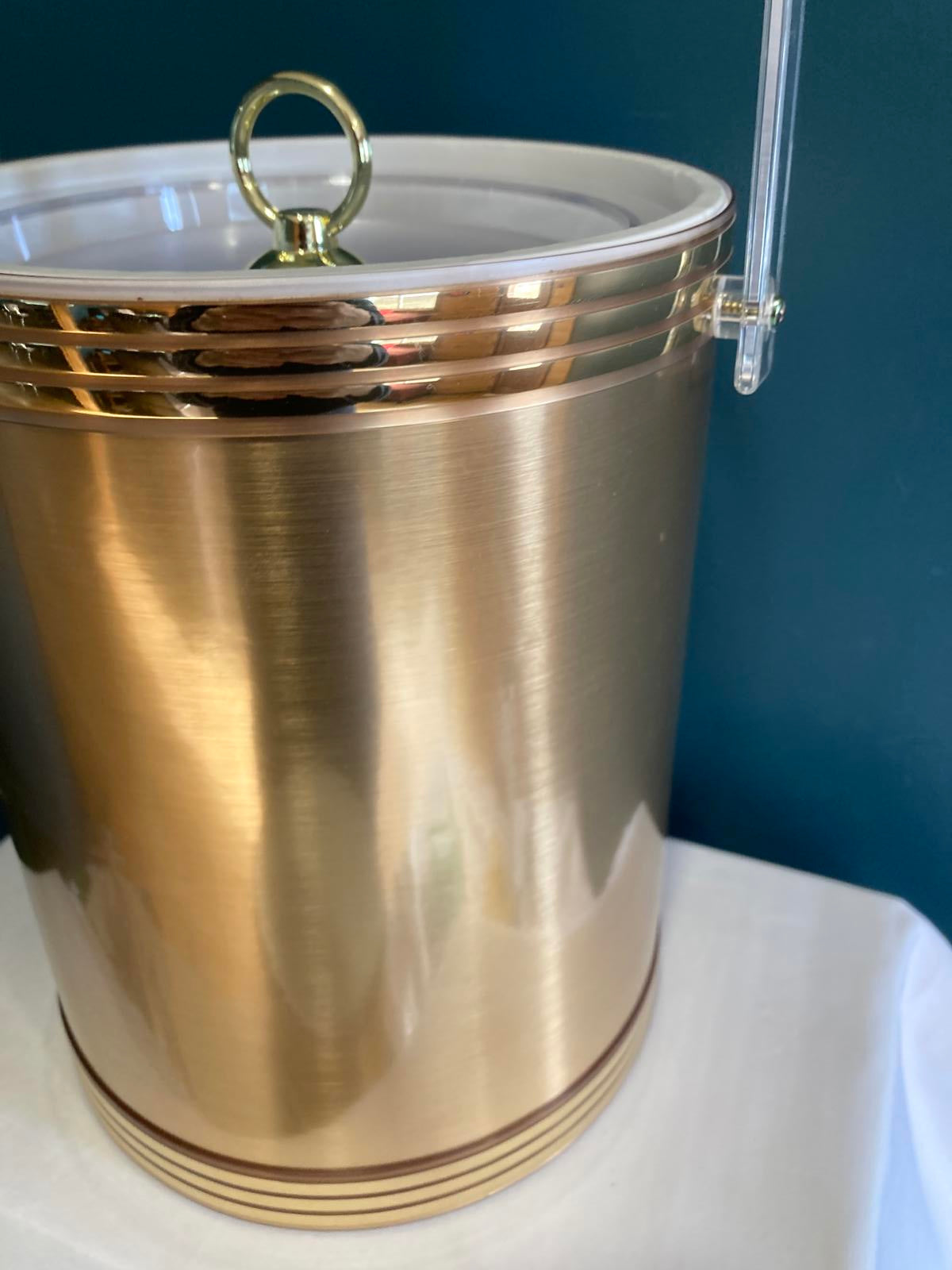 Vintage Gold Ice Bucket Mid Century Barware Made in USA