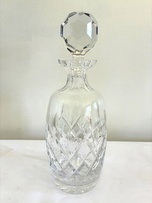 Vintage Cut Crystal Decanter Faceted Stopper Barware