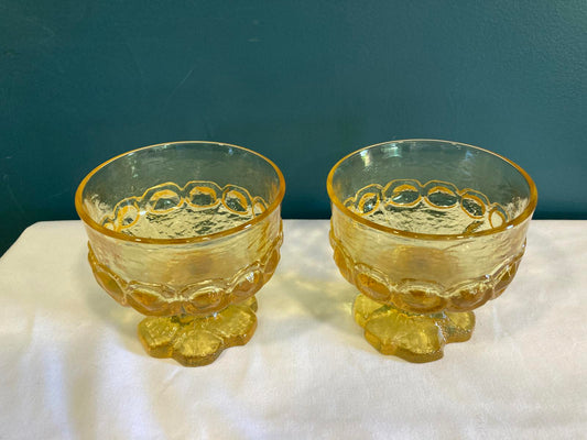 Vintage Tiffin Franciscan Amber Glass Compotes – Set of 2