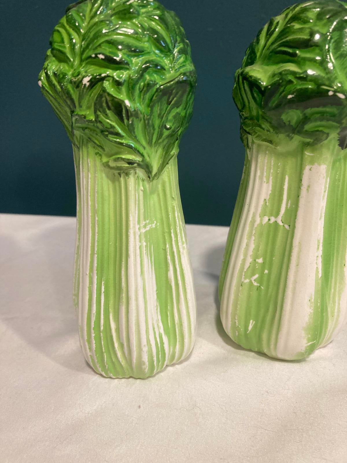 Vintage Ceramic Lettuce Salt and Pepper Shakers