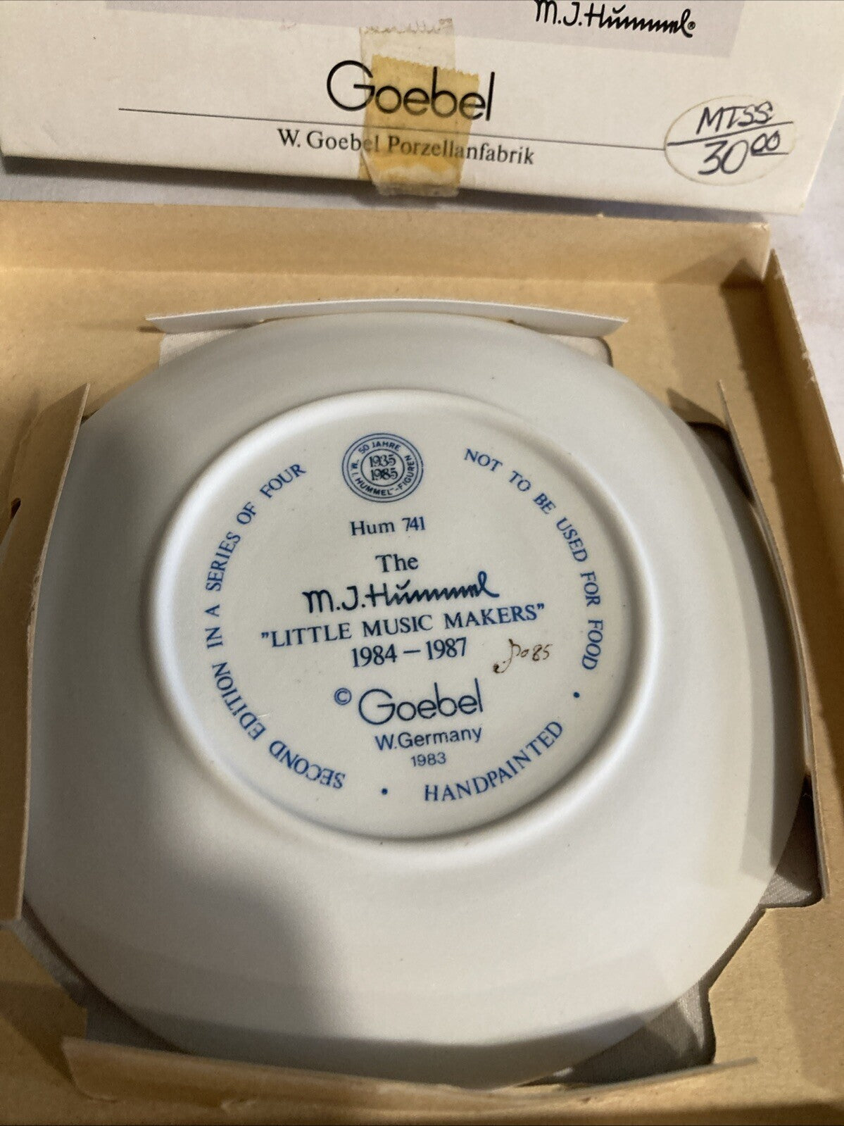 Hummel Goebel 4” Plate Little Music Makers Hand Painted #469 Box Vintage Germany