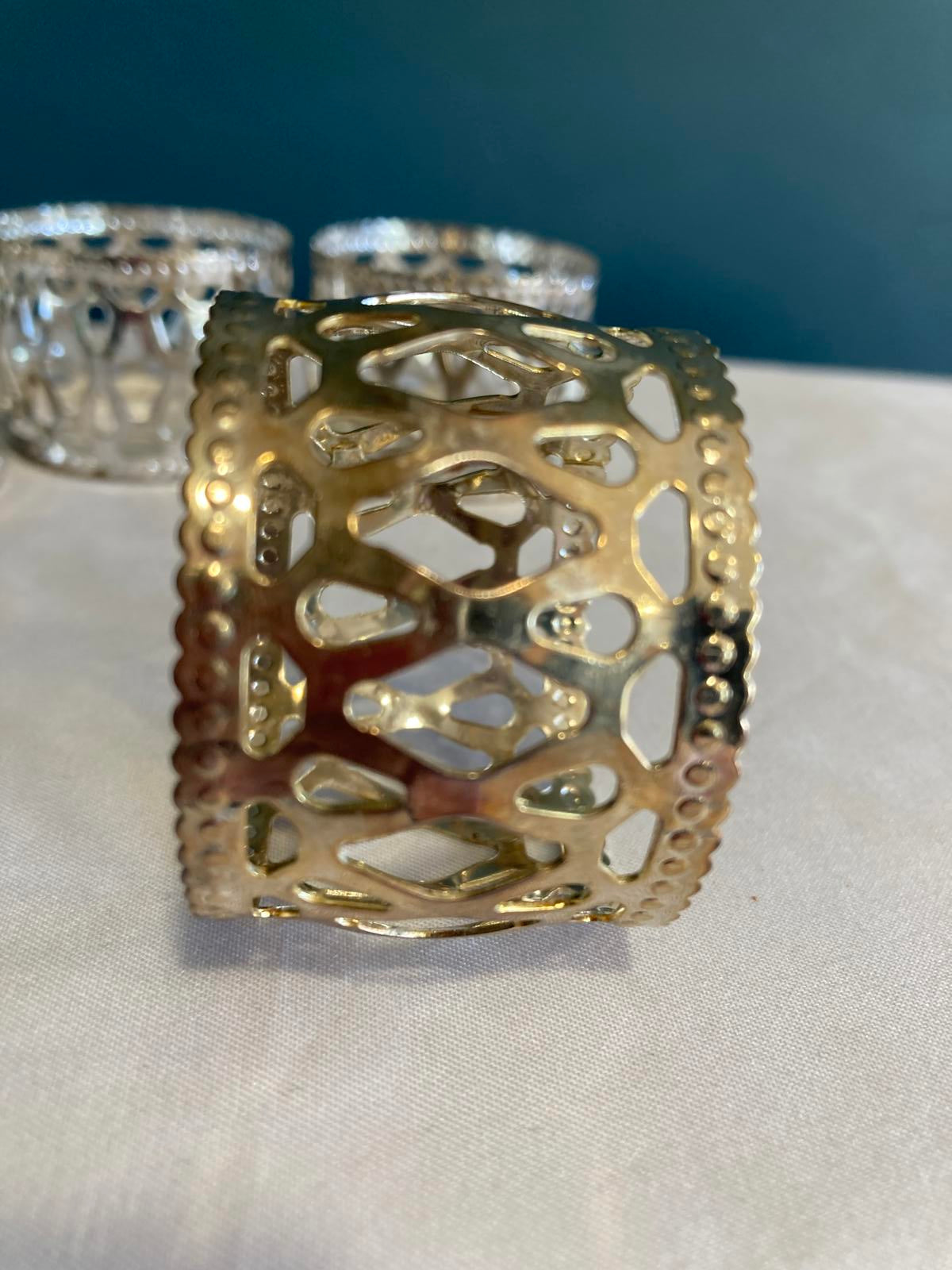 Vintage Silverplate Openwork Filigree Napkin Rings Set of 4