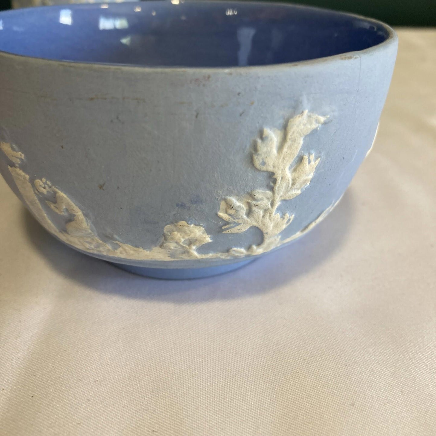 Vintage Blue Jasperware Creamer & Bowl Set –Classic Greek Relief Made in England