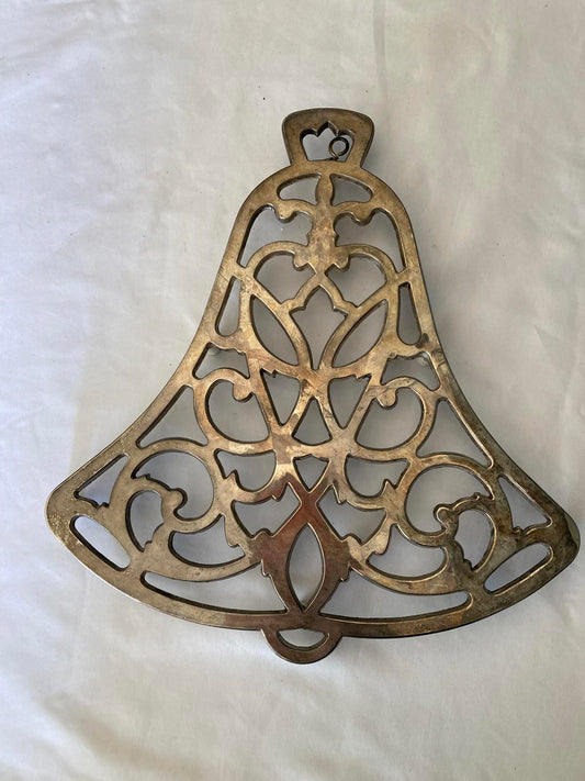 Vintage Wm A Rogers Silverplate Trivet Ornate Bell Holiday Kitchen Decor