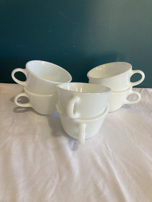 Vintage Corning Milk Glass Mugs, Set of 6