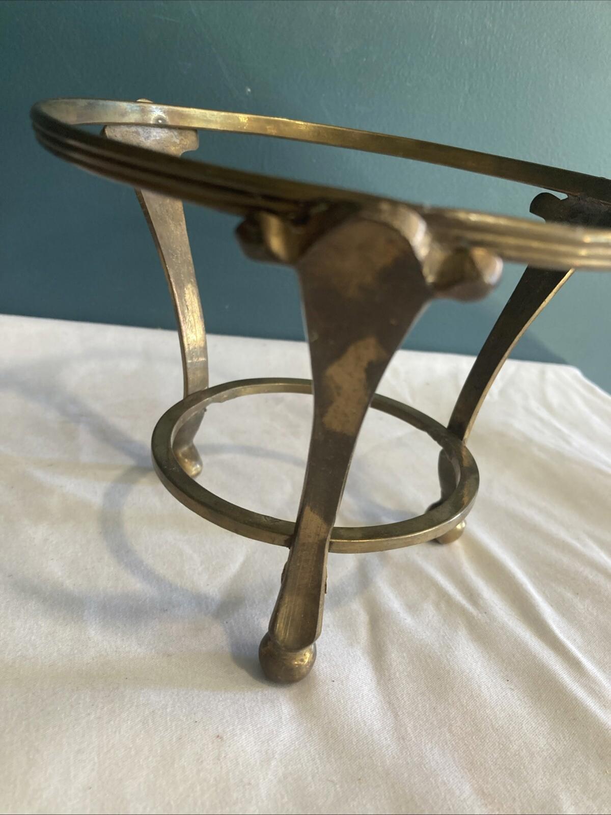 Vintage Solid Brass Footed Bowl Vase Holder