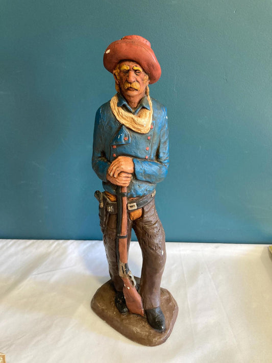 Vintage Ceramic Painted Cowboy Statue