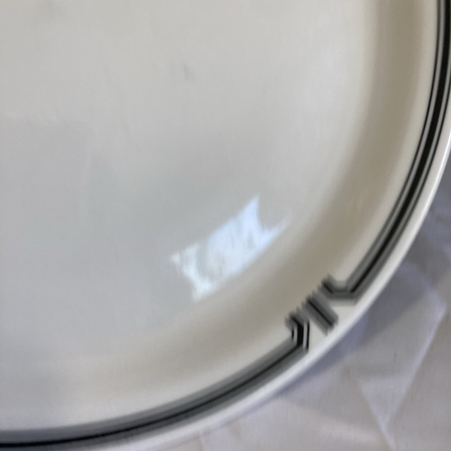 Vintage Shenango China Restaurant Ware Dinner Plate 9 Inch Black Geometric Border Anchor Hocking New Castle PA Diner China
