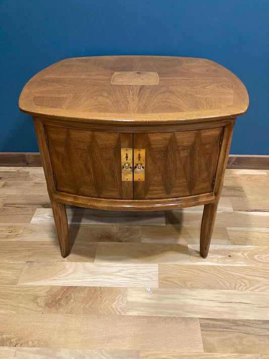 1950s Vintage Burl Inlay Side Table