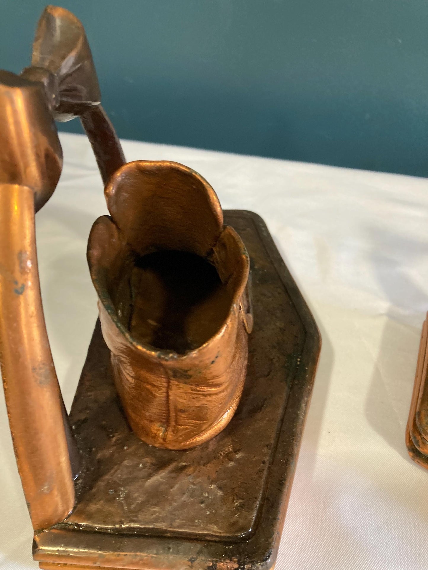 Vintage Cast Bronze Baby Shoe Bookends, Set of 2
