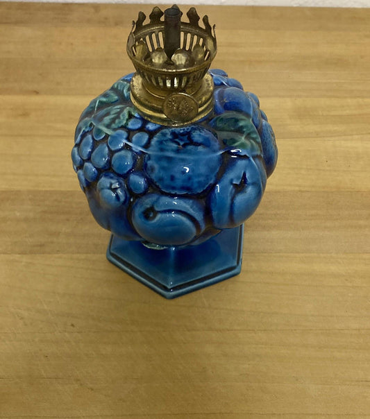 Inarco Mood Indigo Oil Lamp – Blue E-3267 with Green & Blue Fruit Design