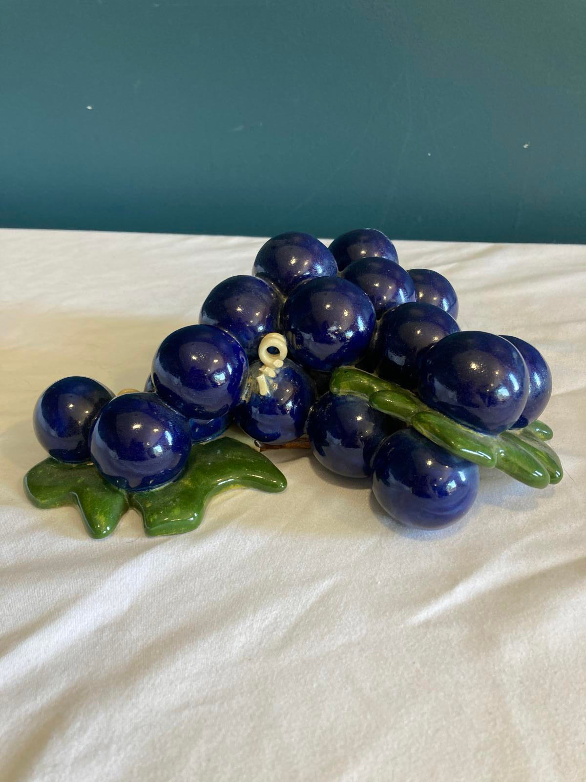 Mid-Century Grape Cluster Ceramic Wall Decor