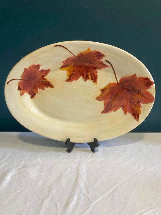 Vintage Autumn Leaf Oval Serving Platter – Fall Decor Vintage Finds