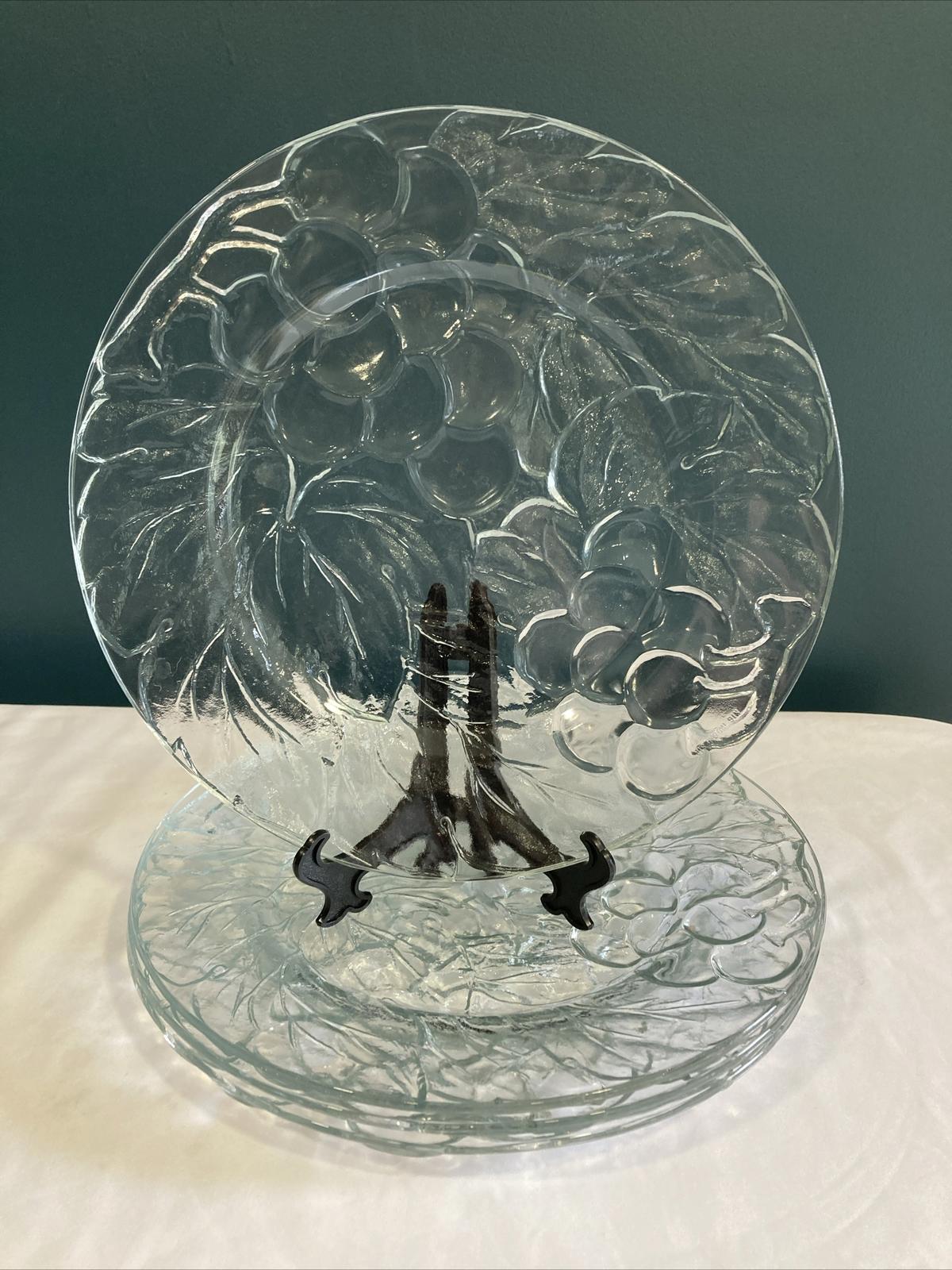 Vintage Grape Clear Crystal 10" Dinner Plates Set of 4 KIG Indonesia Vintage Finds