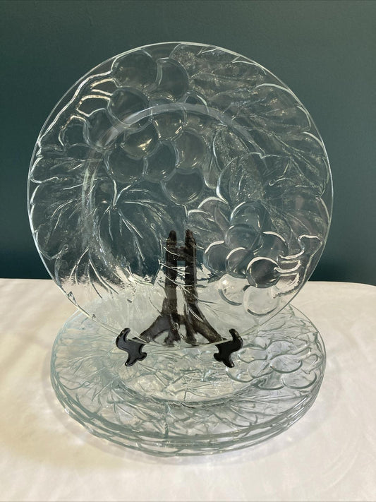 Vintage Grape Clear Crystal 10" Dinner Plates Set of 4 KIG Indonesia Vintage Finds