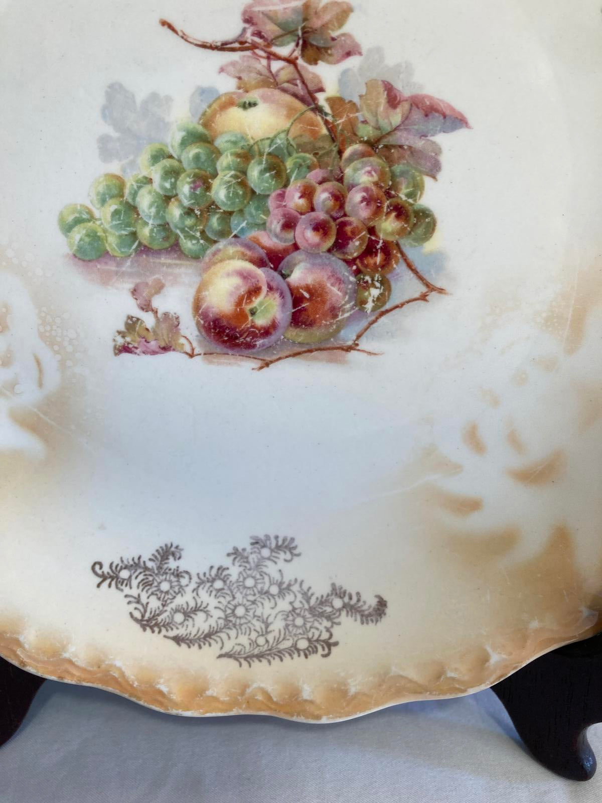 Antique D.E. McNicol Fruit Luster Plate with Gold Trim