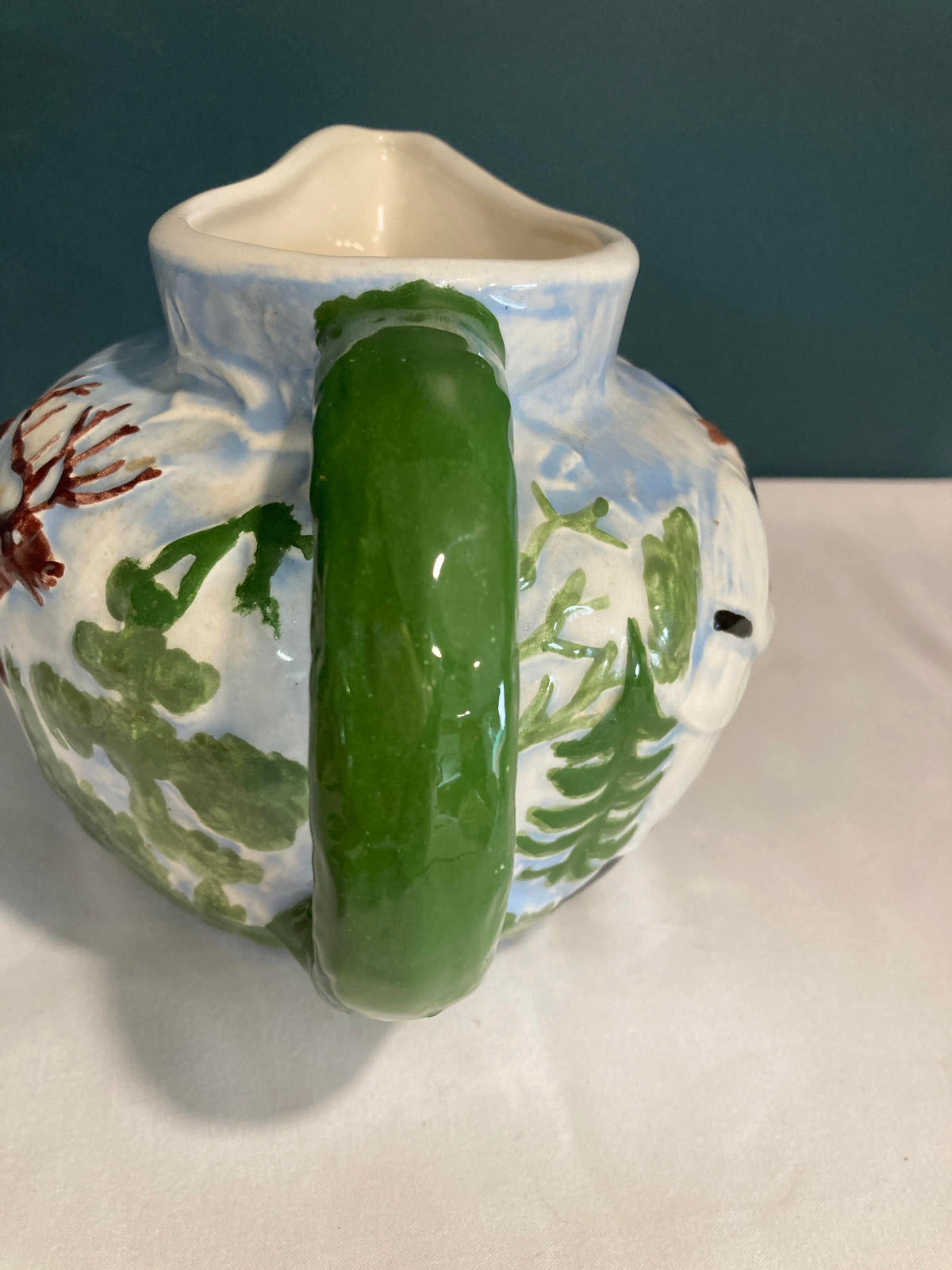 Vintage Hand Painted Stag Deer Elk Pitcher