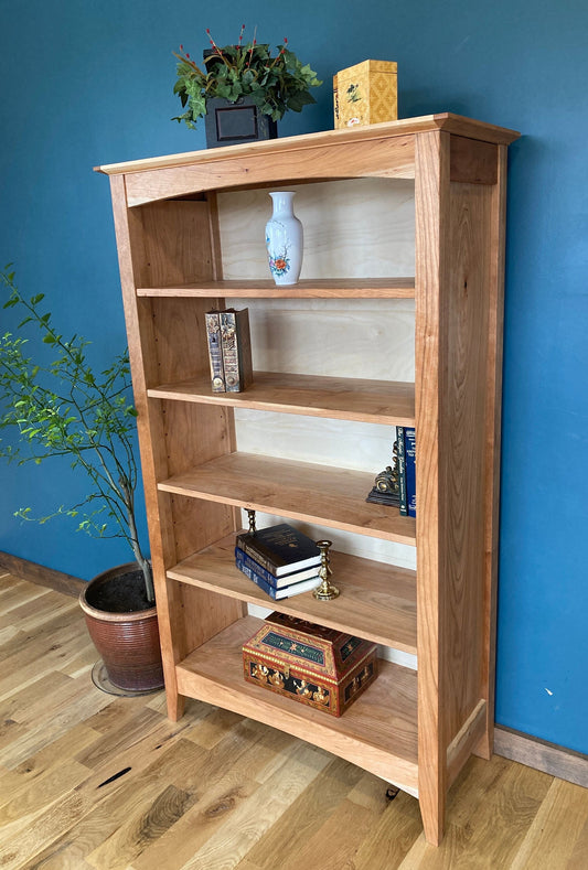 New Handmade Solid Cherry Wood Shaker Style 5-shelf Bookcase