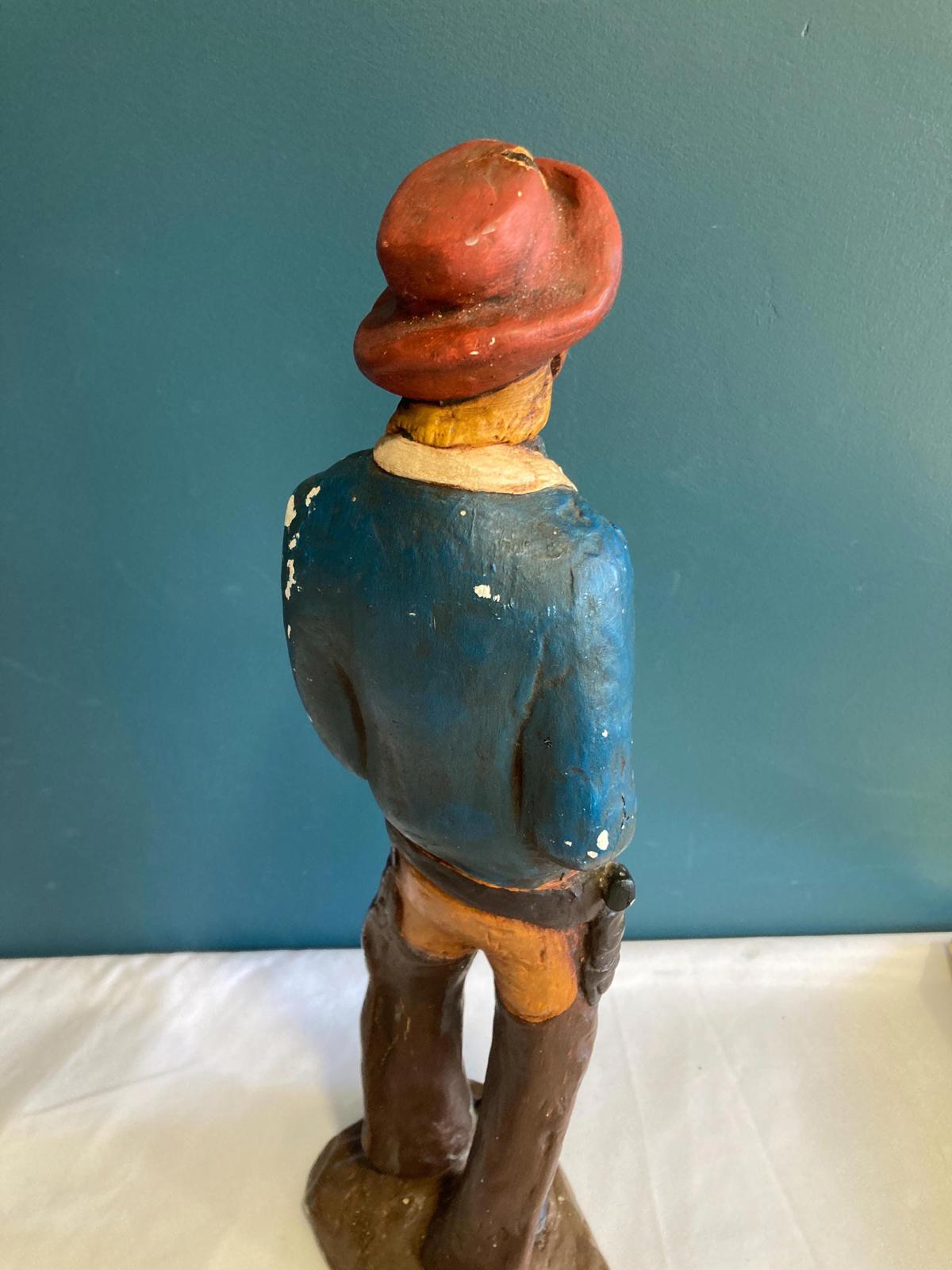 Vintage Ceramic Painted Cowboy Statue