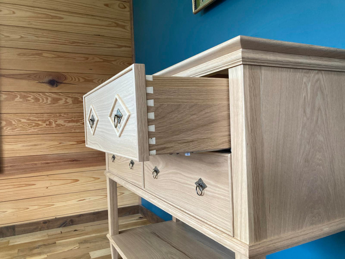 Handmade Solid Oak Console with Drawers – Entryway Table – Custom Wood Sideboard
