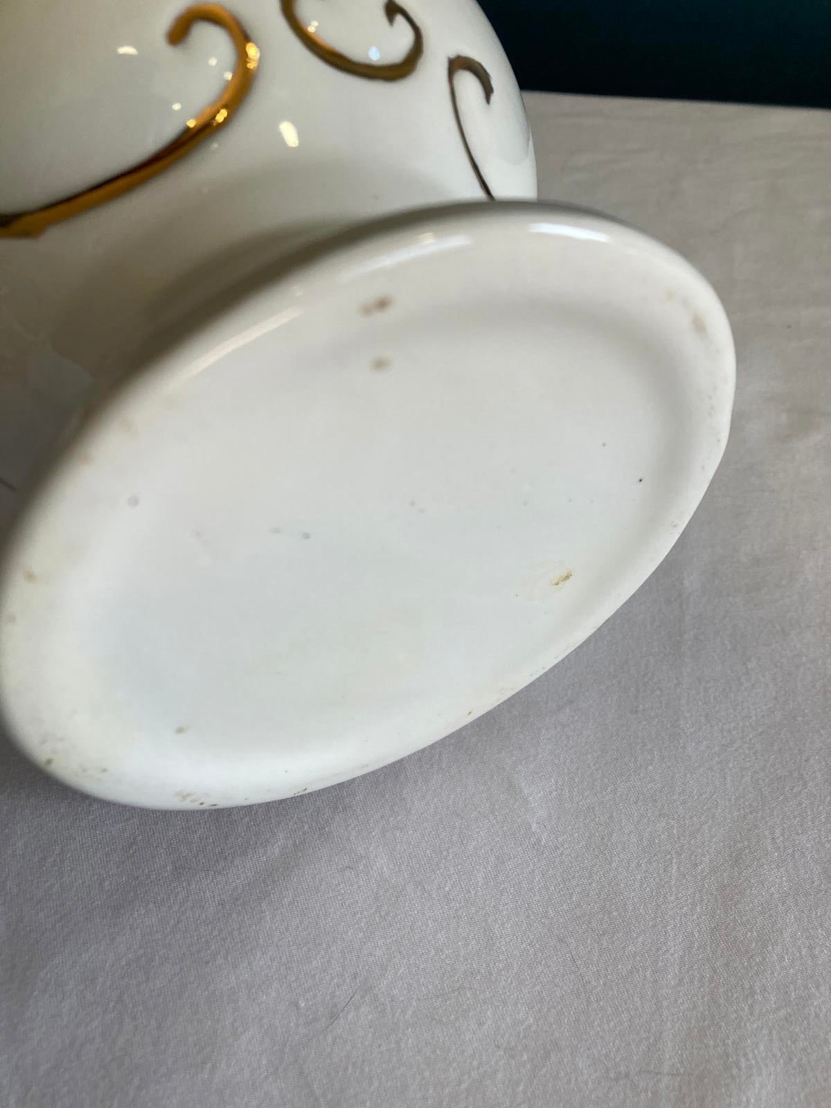 Porcelain Pitcher Vase with Gold Trim and Floral Design – Elegant Vintage Finds