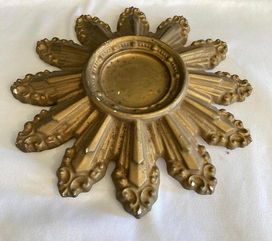 Vintage Gold Starburst Ceramic Candleholder
