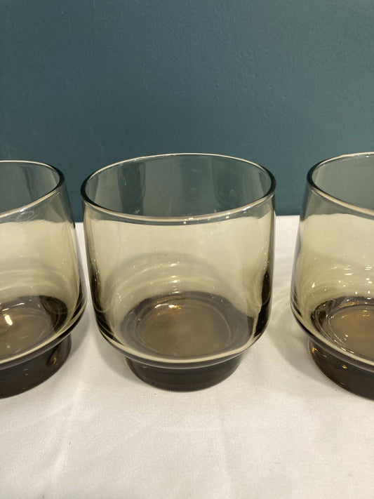 Vintage Set of 3 Libbey Tawny Brown Juice Glasses