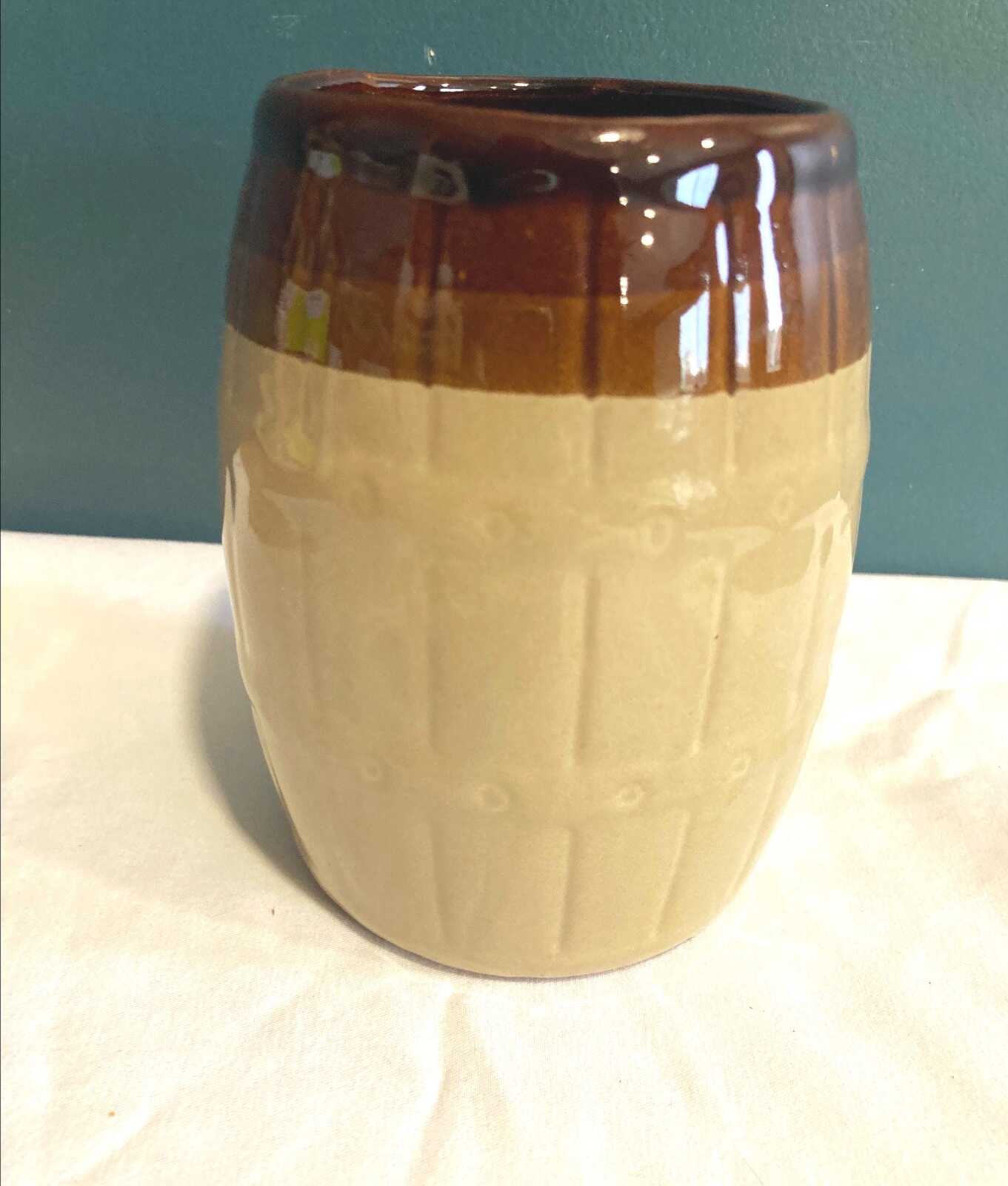 Vintage Ceramic Ombré Brown Vase or Utensil Holder