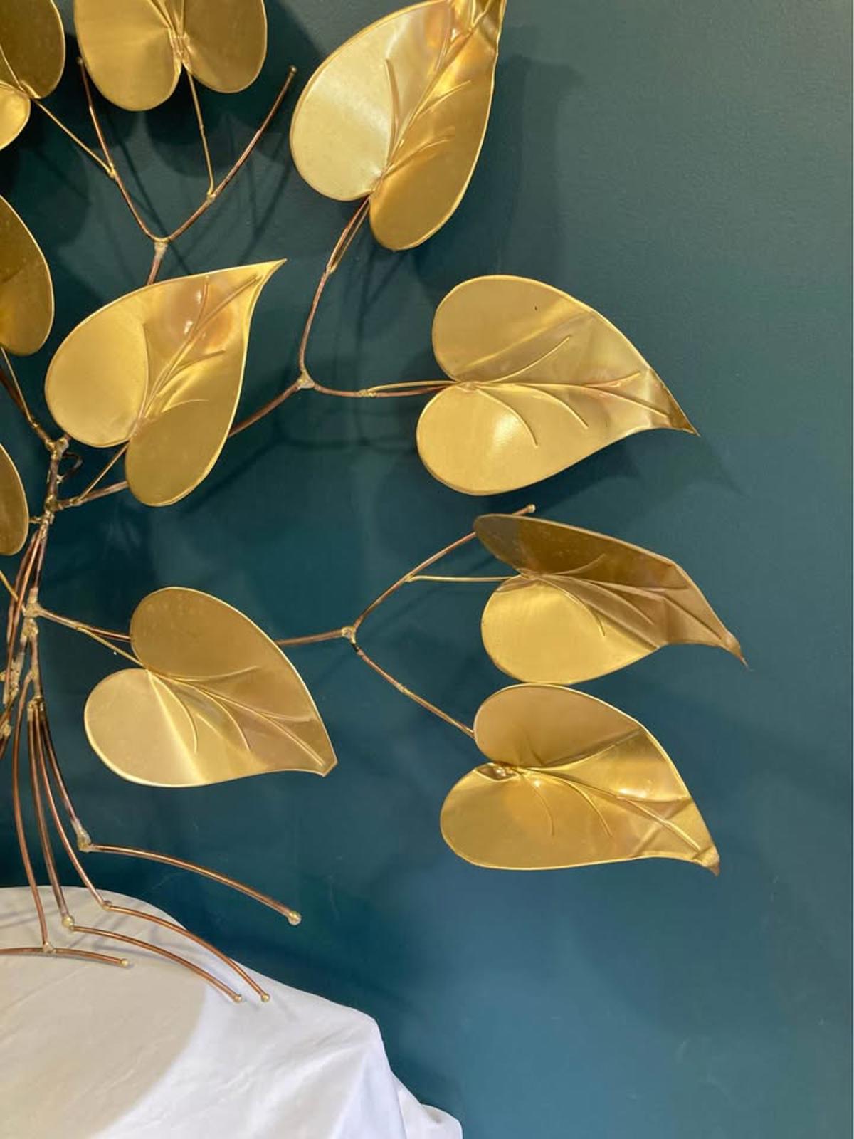 Mid Century Gold Tree Wall Decor, Metal Wall Sculpture, Hollywood Regency Wall Art, Vintage Finds
