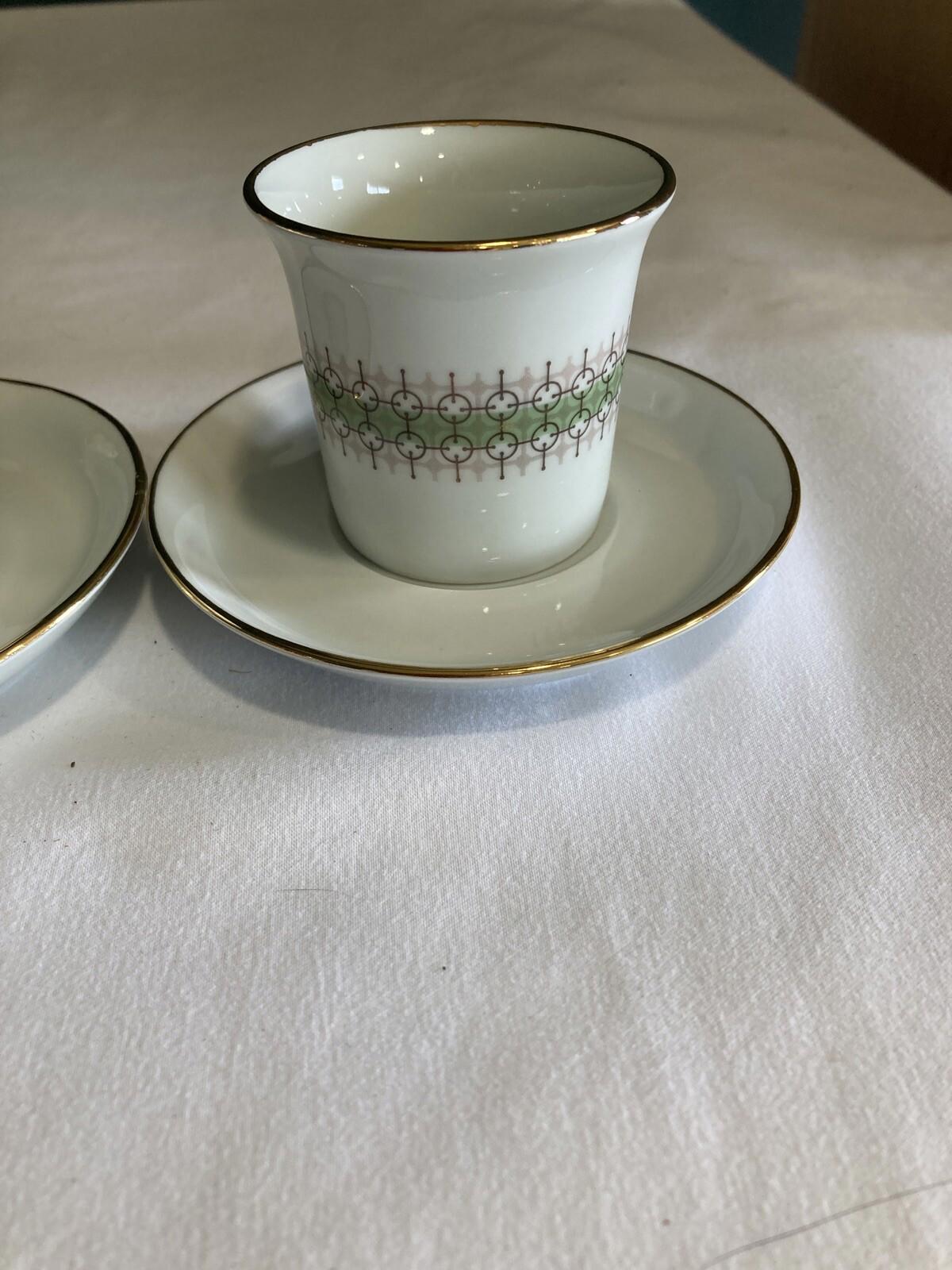 Vintage LPA Italy Demitasse Cups & Saucers – Set of 2 Espresso Cups with Gold Trim